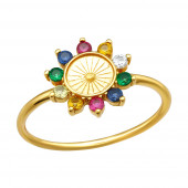 Inel din argint placat cu aur galben 18K Floare multicolora DiAmanti DIA40168